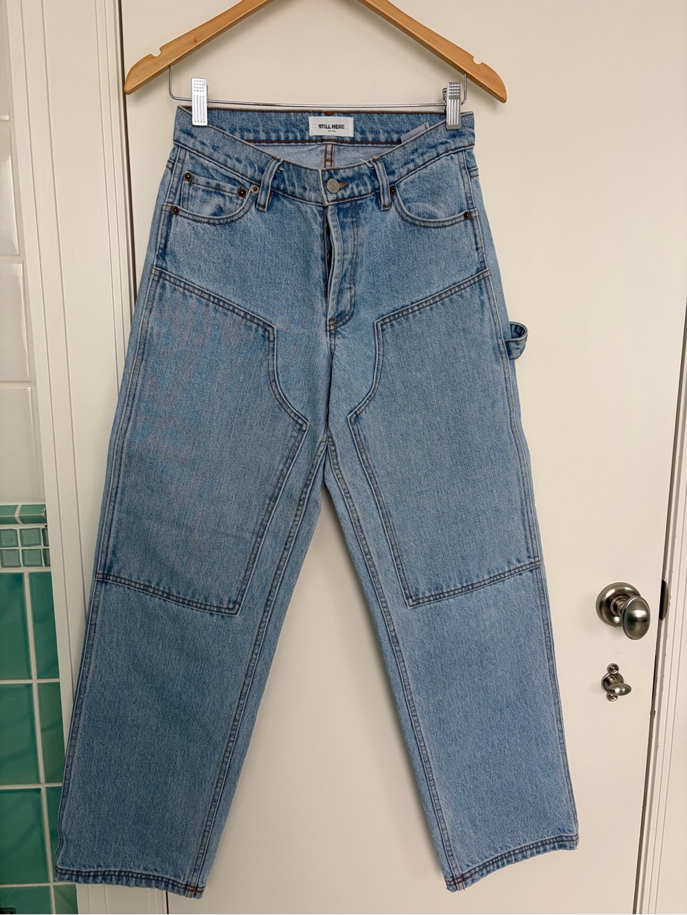 STILL HERE Light Blue Carpenter Jeans - Women